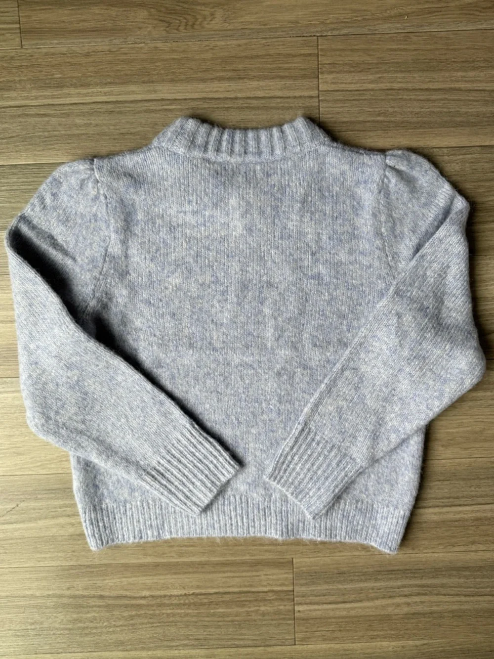 J. Crew Puff-Sleeve Alpaca Blend Crew Neck Sweater Heather Frosted Gray Size XL